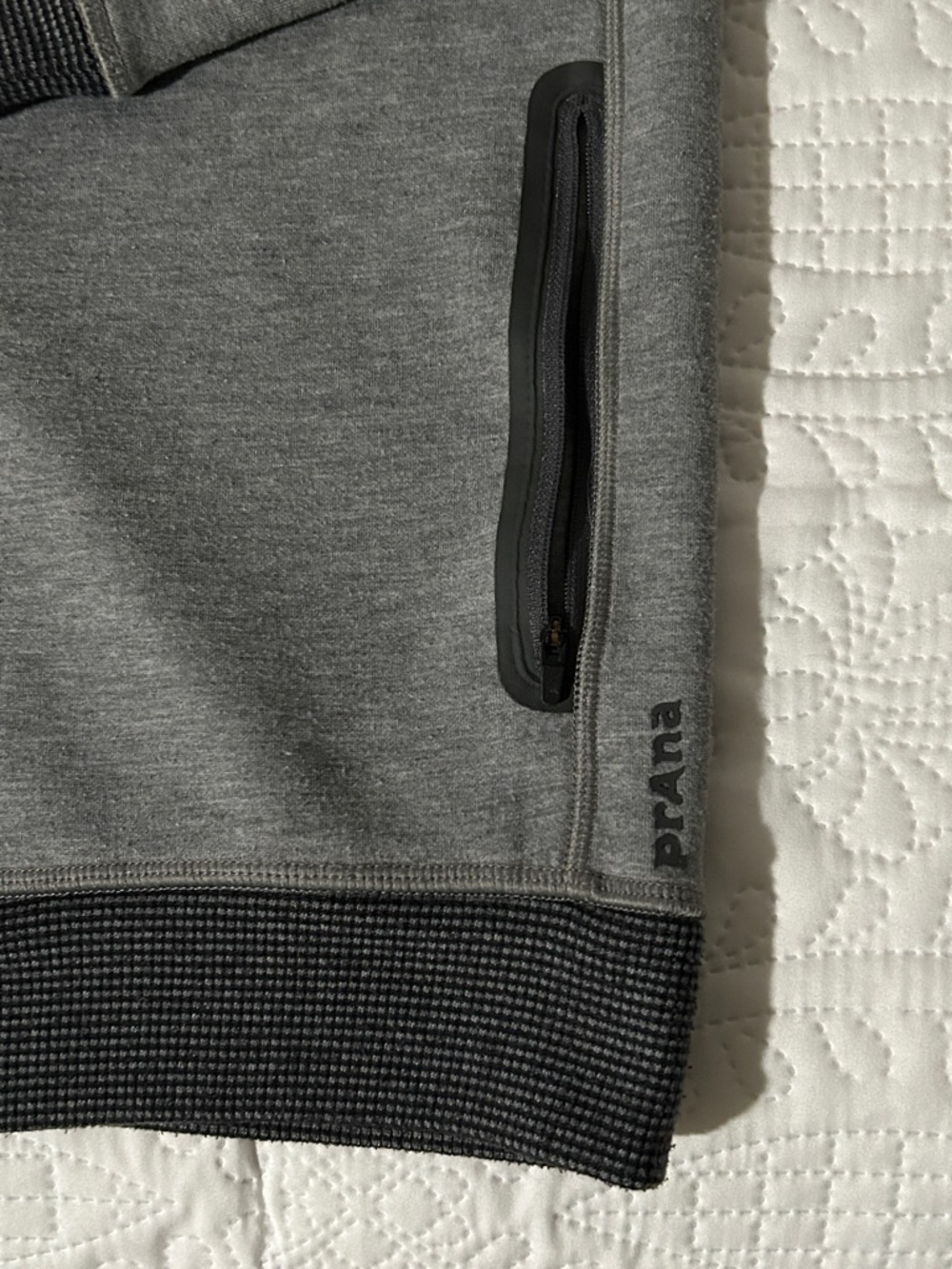 Prana Gray Active Zip-Up hoodie with Contrast Stitching Sz: M - Picture 3 of 6